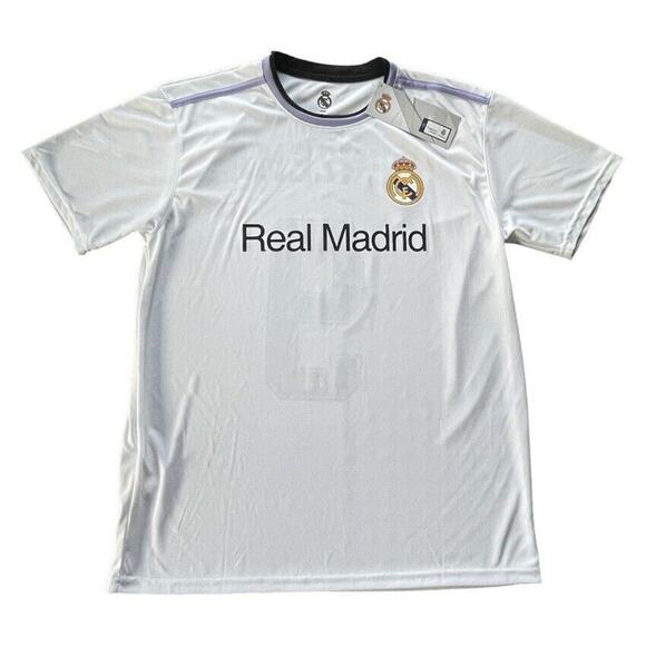 NWT Real Madrid FC Karim Benzema #9 Authentic Football Soccer Jersey White L Men - Picture 1 of 11